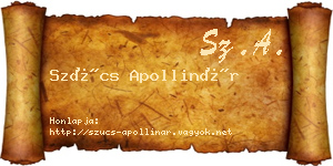 Szűcs Apollinár névjegykártya